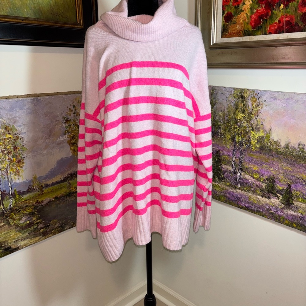 LOFT Pink Striped Women's Sweater size XXL